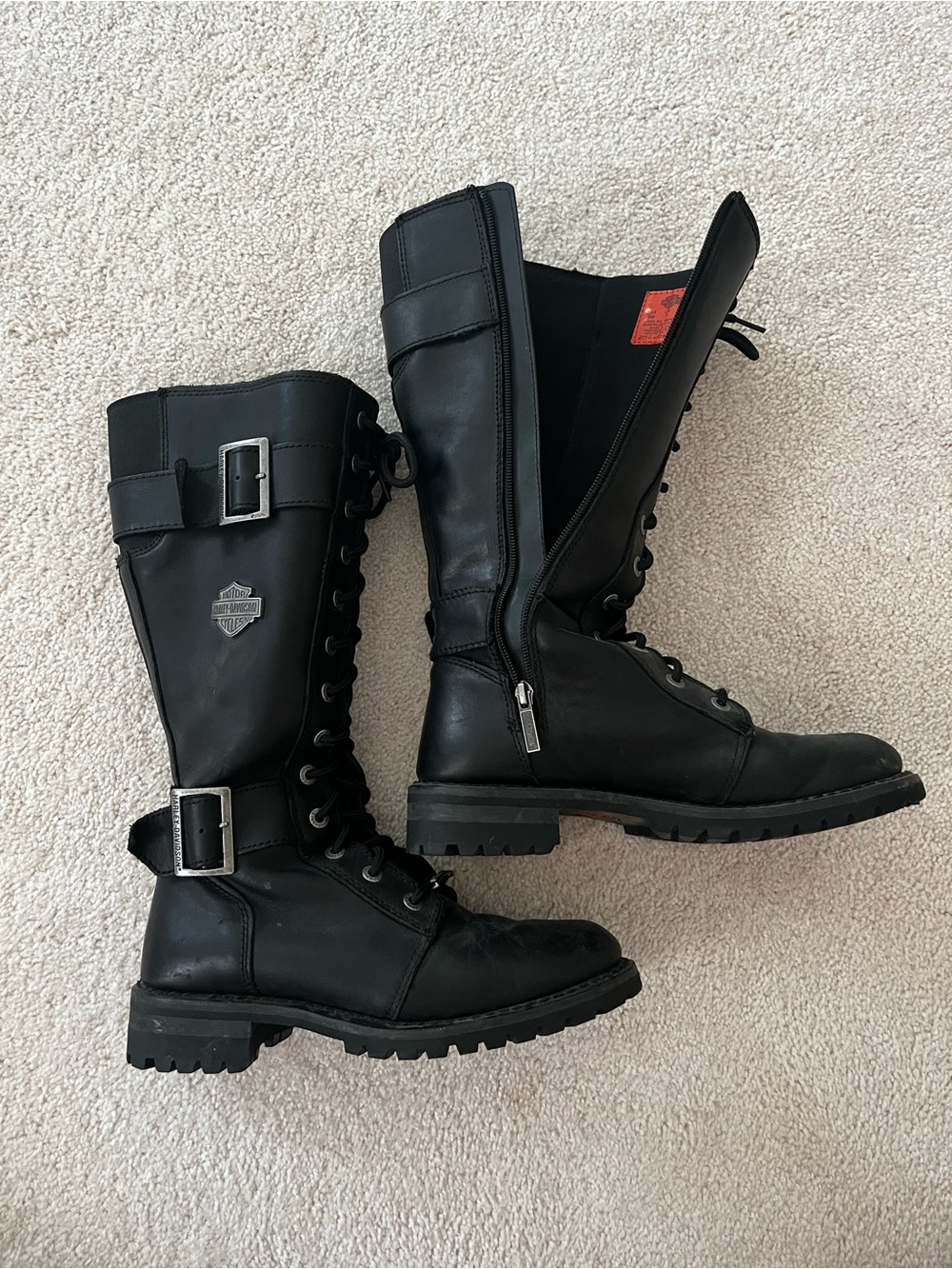 Harley-Davidson Black Leather Women’s Moto Boots with Buckles